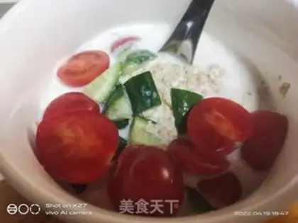Make Eggs, fruit, oatmeal step 4