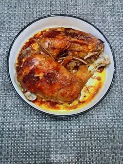 Make Five fingers of peach chicken leg step 9