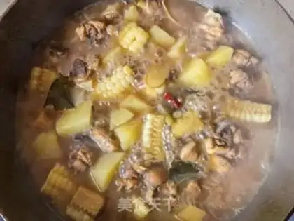 Make Roasted corn potatoes, chicken legs step 18