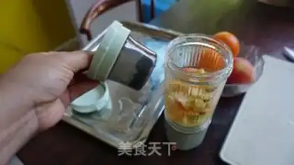Make Peaches urchin tea and orange juice step 4