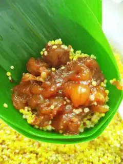 Make Yellow rice, three-coloured quinoa, chicken meat step 14