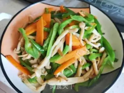 Make Carrot green peppers with white mushrooms step 9