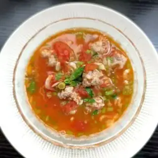 Make Shrimp skinball tomato soup step 21