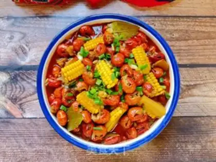 Make Spicy shrimp tails burning corn step 15
