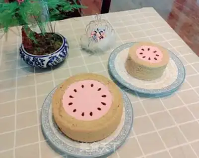 Make Watermelon ice cream cake step 11