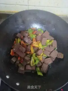 Make Chili fried duck blood step 4