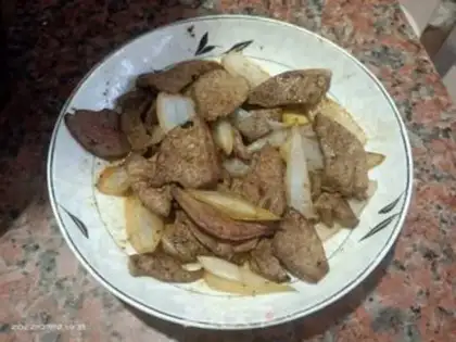 Make Onion fried liver step 3