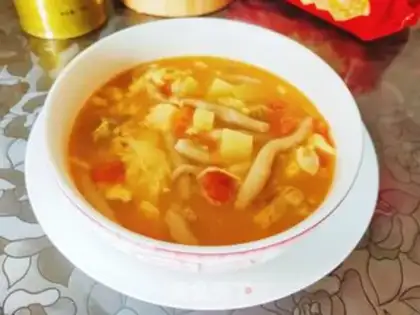 Make Tomato pasta fish soup step 20