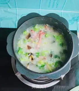 Make Ham and egg congee step 8