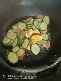 Make Cucumber ham and sausage step 2