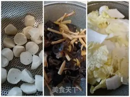 Make Maroons, cabbage fishballs. Soup step 0