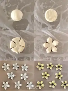 Make "Hand-and-cake peach blossoms." step 5