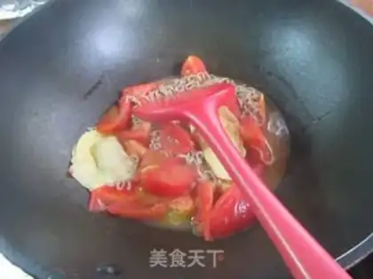 Make Egg dumpling ketchup noodles step 6