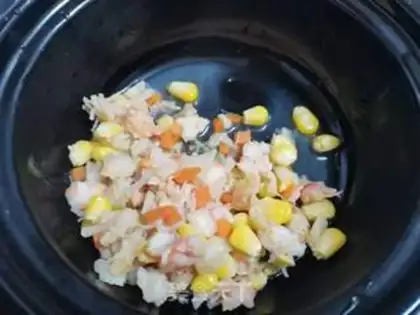 Make Dry prawn and vegetable porridge step 7