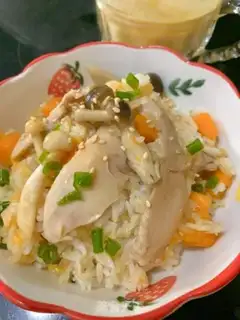 Make Pumpkin chicken-leg rice step 8