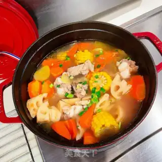 Make Yellow Corn Lotus bouquet soup step 10