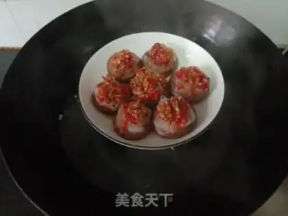 Make Garlic fan steamed mushrooms step 13