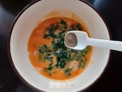 Make Spinach eggs and shrimp step 7