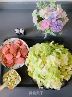 Make The ham hand tore the vegetables step 1