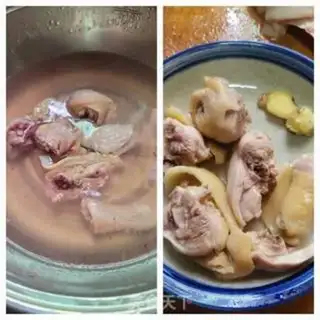 Make Five fingers of peach cow pouring chicken soup step 1