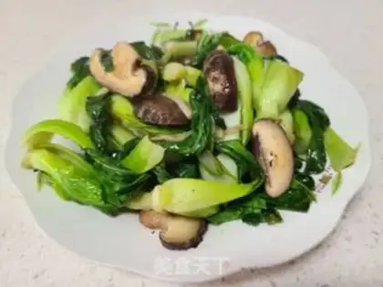 Make A green vegetable with mushrooms step 6