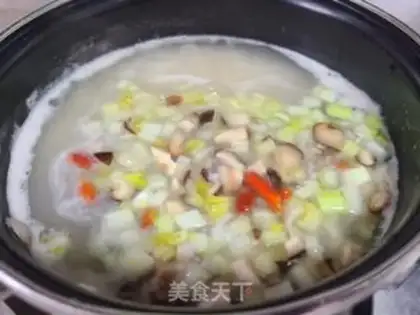 Make Celery mushroom congee step 8