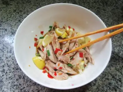 Make Low-fat lemon hand tore chicken step 10