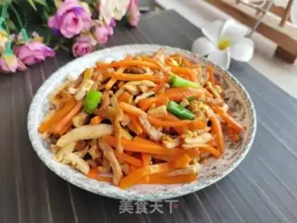 Make Carrot beans, fried meat step 5