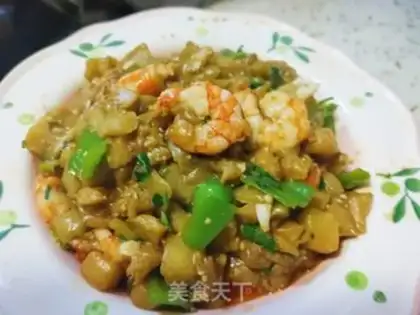 Make Cream shrimp fried eggplant step 14