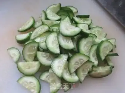 Make Eggs and fruit and cucumbers step 1