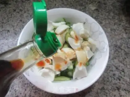 Make Eggs and fruit and cucumbers step 4