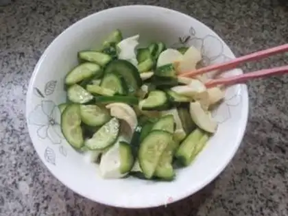 Make Eggs and fruit and cucumbers step 6