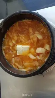 Make Spicy cabbage seafood tofu soup step 7