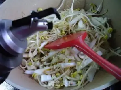 Make Fungus, cabbage, soybean sprouts step 4