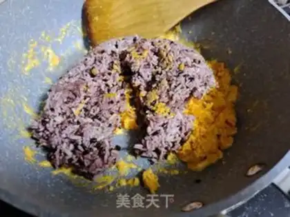 Make Salted egg and yellow fried rice step 2
