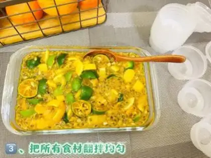 Make A cup of macaroni and lemon orange juice step 3