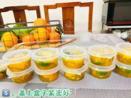 Make A cup of macaroni and lemon orange juice step 5