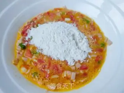 Make Tomato sausage eggcake step 3