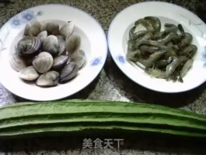 Make Shrimp clams, elastic silk melon soup step 0