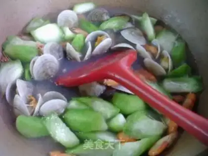Make Shrimp clams, elastic silk melon soup step 8