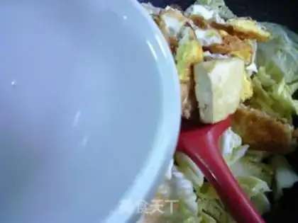 Make Tofu with fried eggs and dolls step 8