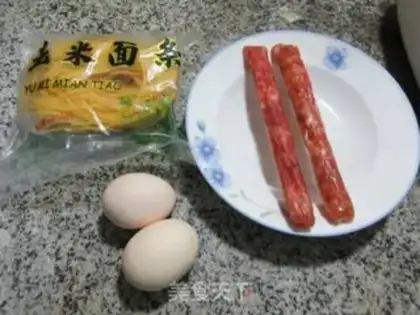 Make Egg sausage corn noodles step 0