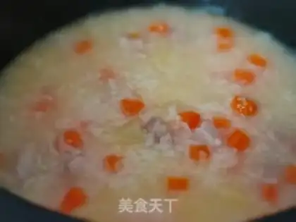 Make Vegetable thin meat congee step 8
