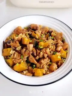 Make Pumpkin chicken-leg rice step 7
