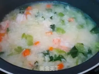 Make Shrimp and vegetable congee step 9