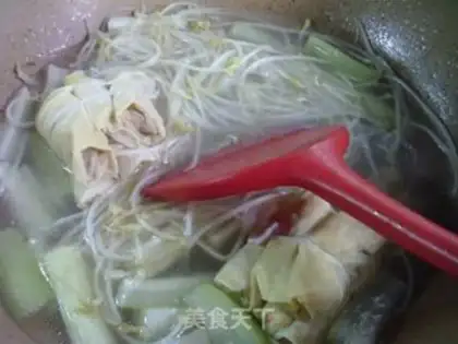 Make The green bean sprouts, the chrysanthemum. Soup step 8