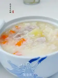 Make Vegetable thin meat congee step 0
