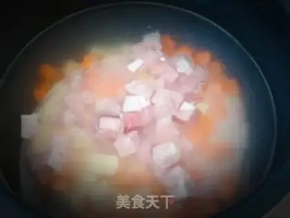 Make Vegetable thin meat congee step 6