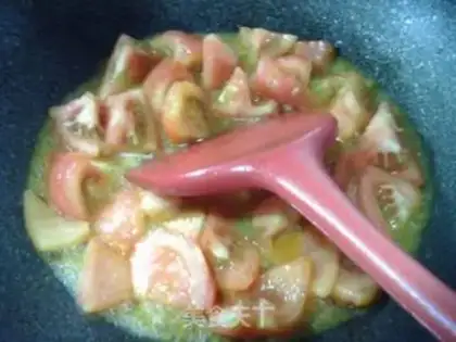 Make Tomato fried watermelon step 7