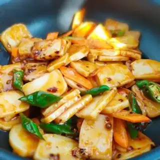 Make Hot fried rice cake step 7